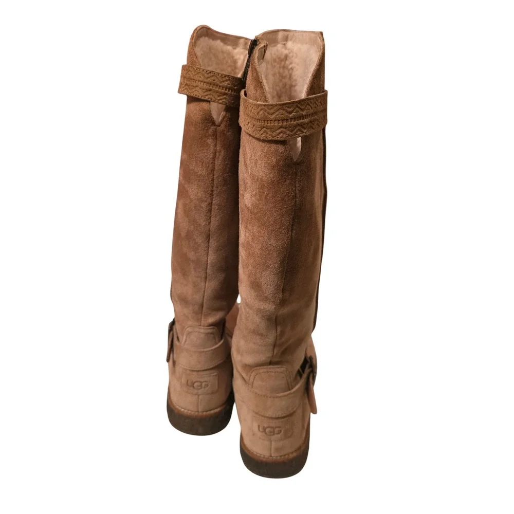 UGG Gellar Tall Suede Leather Waterproof Boots Chestnut‎ Brown 1013196 Womens 8